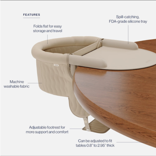 Lalo Hook-On High Chair with Attachable Silicone Tray - Oatmeal