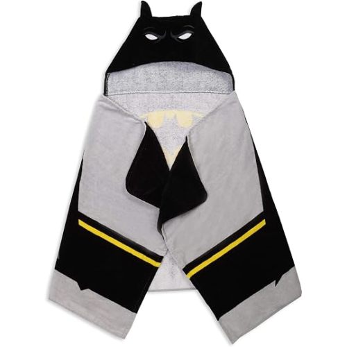 Batman Kids Bath/Pool/Beach Super Soft Cotton Terry Hooded Towel Wrap, 24" x 50", By Franco