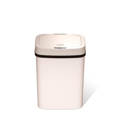 Ninestars 3 Gallon Automatic Trash Can, 12L Touchless Motion Sensor Bathroom or Bedroom Garbage Can with Odor-Sealing Lid, Impact-Resistant ABS Plastic, White