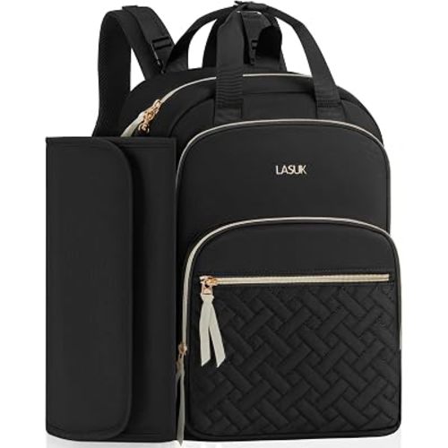 Diaper Bag Backpack, 27L Large Quilted Small Baby Bag with Changing Pad & Pacifier Case, Stroller Hooks, Easy-Access Baby Essential, Maternity Travel Backpack Unisex, Black