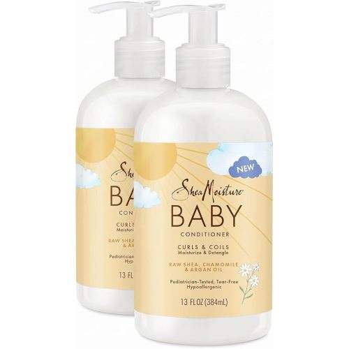 SheaMoisture Baby Conditioner for Curly Hair Raw Shea,Chamomile and Argan Oil Moisturizes and Helps Detangle Delicate Curls-and Coils 13 oz,(Pack of 2)
