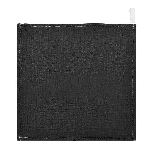 YETTASBIN Solid Black Muslin Baby Hand Washcloths, Soft Cotton Bath Face Towel, 4 Layers Extra Absorbent Feeding Burp Cloth for Newborn Infant Sensitive Skin, 5 Pack