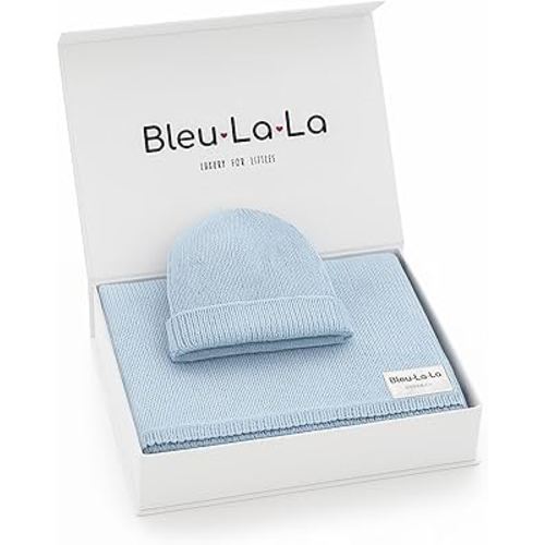 Luxe Collection 100% Organic Luxury Knit Baby Blanket + Hat Set (Sky Blue)