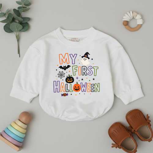 My First Halloween Baby Sweatshirt, Pumpkin Ghost Toddler Fall Outfit