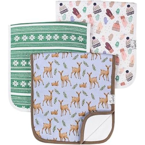 Copper Pearl Baby Burp Cloth Large 21''x10'' Size Premium Absorbent Triple Layer 3-Pack Gift Set Doe