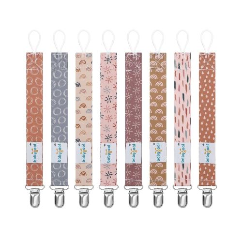 Babygoal Rainbow Pacifier Clips, 8 Pack Binky Paci Holder Clips for Baby Boys and Girls Fits for Most Pacifier, Binkie Styles & Baby Teethers & Toys and Gift 8PBM25-B