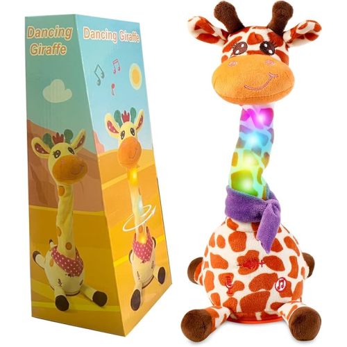 Dancing Talking Giraffe Toy for Baby Toddler, Dancing Giraffe Toy Singing Mimicking Recording Repeating What You Say with LED English Sing for Boys Girls Gift, 15 Second Recorde(Adjustable Volume)