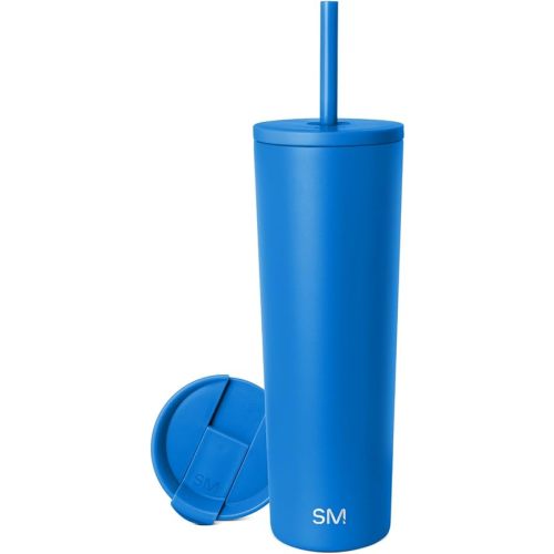 Simple Modern Insulated Tumbler with Lid and Straw | Iced Coffee Cup Reusable Stainless Steel Water Bottle Travel Mug | Gifts for Women Men Her Him | Classic Collection | 28oz | Supersonic Blue