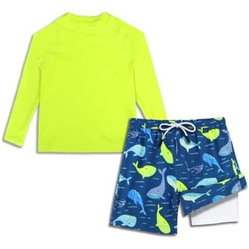 MILANKERR Toddler Boys Rash Guard Sets,Swim Trunks with Compression Liner UPF50+