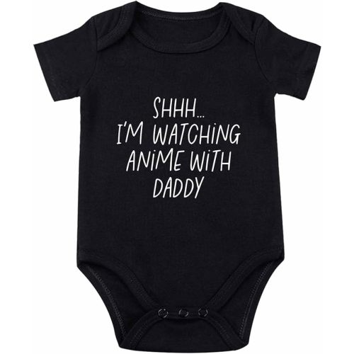 Shh I'm Watching Anime with Daddy Baby Bodysuit Funny Baby Bodysuit Unisex