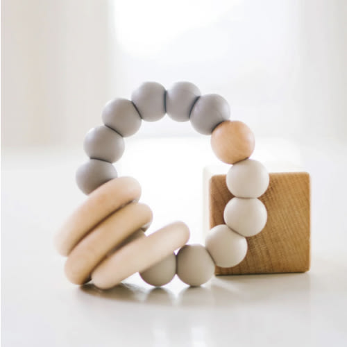Silicone + Wood Teether Ring
