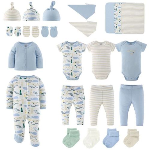 The Peanutshell Baby Boy Layette Gift Set, Cutest Catch Baby Clothes with Bibs, 0-3 Months, 23 Piece Set