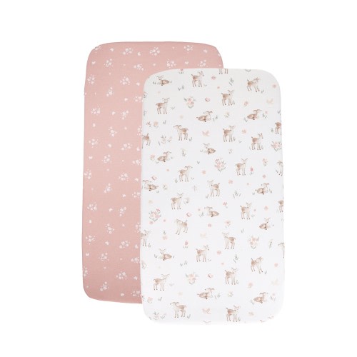Living Textiles Organic Jersey Bedside Sleeper Fitted Sheet 2 Pack Fawn Fables