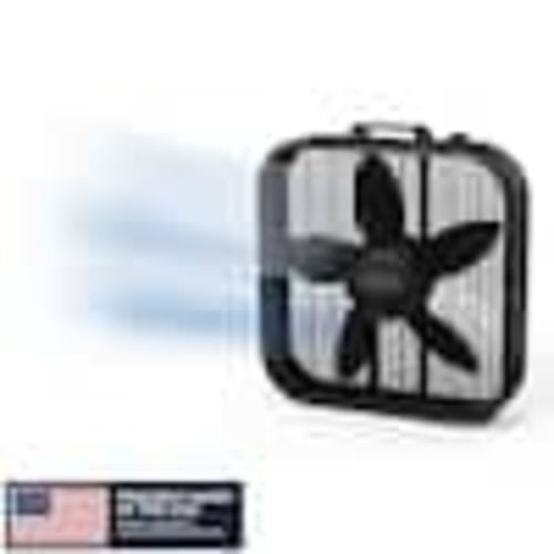Lasko Decor Colors 20 in. 3 Speed Box Fan for Home in Black with Save Smart Technology, 1800 CFM and Carry Handle B20401