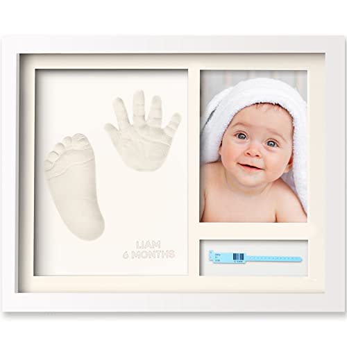 KeaBabies Baby Footprint Kit, Clay Paw Print Kit, Newborn (Alpine White) | Baby Hand and Footprint Keepsake Picture Frame, Hospital Bracelet, Personalized New Mom Gifts, Baby Shower Gifts, Boys, Girls