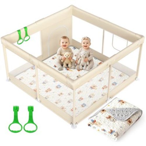 Fodoss Baby Playpen with Cotton-Padded Mat, 47 x 47 Inch Playpen for Babies & Toddlers, Indoor & Outdoor Safety Fence