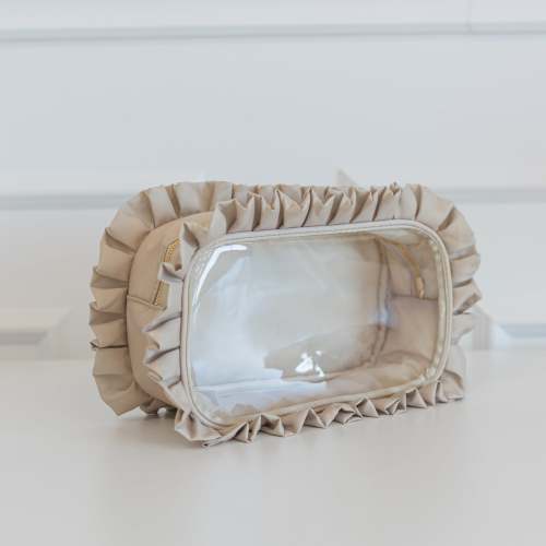 Ruffled Nylon Large Clear Pouch