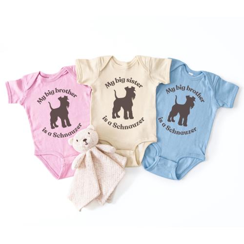 Miniature Schnauzer Baby Bodysuit, My Big Brother or Sister Is a Schnauzer, Gender Neutral Baby Reveal, Dog Mom Baby Shower Gift, Schnauzer