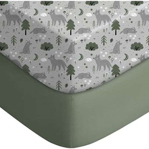 Yoofoss 2-Pack Baby Crib Sheets for Boys Girls 52x28 (Green+Fox)