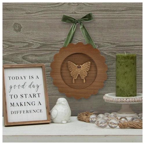 Gold Butterfly Scalloped Wood Wall Decor