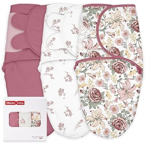 GLLQUEN BABY Swaddles for Newborns Organic Cotton, Soft Baby Girl Swaddles 0-3 Months, Womb-Like Sleep Sack Wrap Nursery Swaddling Blankets Flower