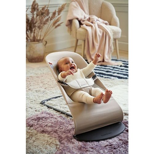 BabyBjörn Bouncer Balance Soft, Cotton/Jersey, Beige/Gray 2-in-1 Adjustable Baby Bouncer Seat and Toddler Chair, Newborn to Toddler (8-29 lbs), 4 Positions, Lightweight & Portable