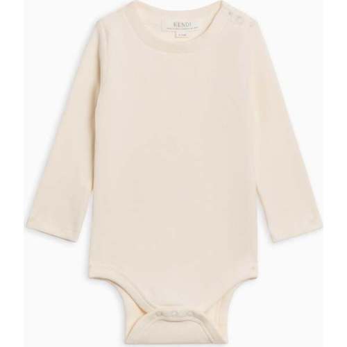Sammy Ribbed Snap Shoulder Long Sleeve Bodysuit Ivory - Colored Organics | Maisonette
