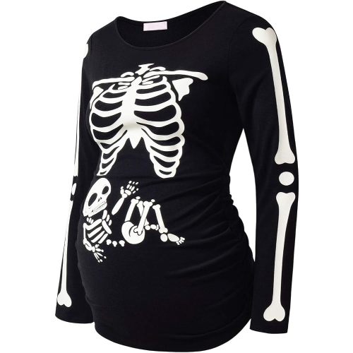 Maternity Shirt Long Sleeve Basic Top Ruch Sides Bodycon Tshirt for Pregnant Women