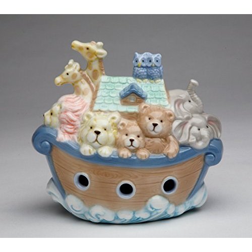 Cosmos Gifts 2041 Fine Porcelain Noah's Ark Piggy Bank, 4" H