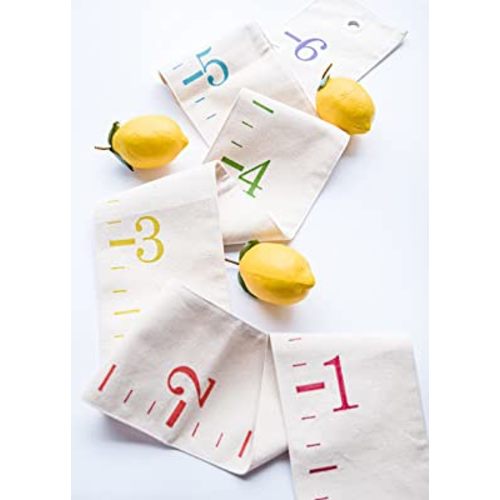 White Loft Rainbow Canvas Family Height Chart Ruler - Children's Growth Tracker for Nursery Wall - Kids Room Decor Keepsake