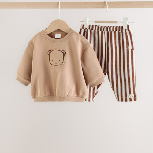 Buy Chocolate Brown Bear Sweat Top and Trousers Baby Set (0mths-2yrs) from Next USA