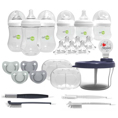Avima Anti-Colic Baby Bottle Newborn Starter Set, 22 Piece Set, Includes Nipples & Pacifiers
