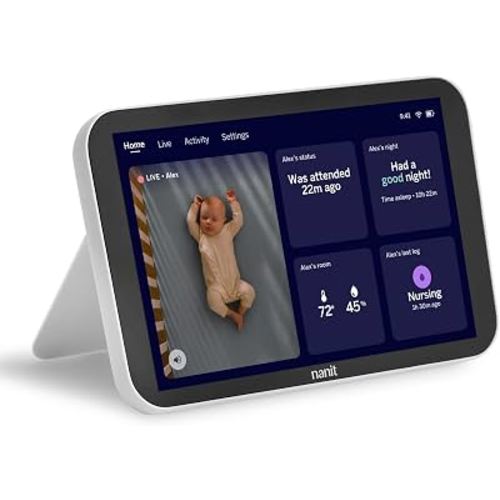 Nanit Display Screen - 8" Touchscreen Dedicated Baby Video Monitor - HD | 1080p live stream, 2-way audio, night vision, motion detector, portable, dedicated nursery monitor for at-home viewing