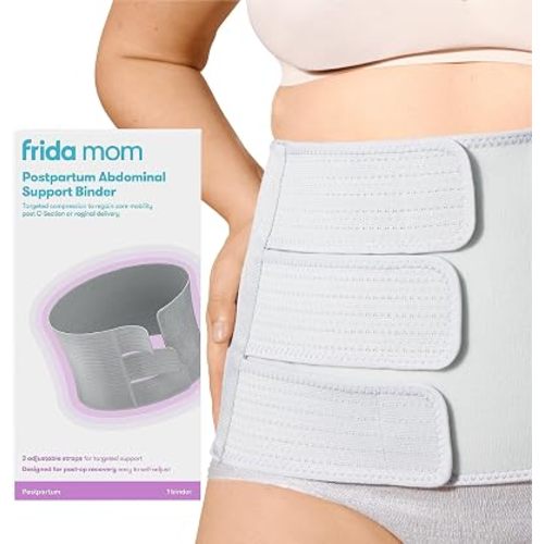Frida Mom Belly Binder, Postpartum Essentials for Natural and C-Section Recovery, Adjustable Compression Wrap, After Birth Brace, Abdominal Band, 9" High