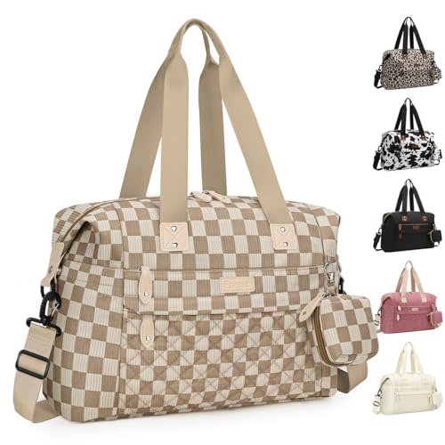 Pritent Diaper Bag Tote - Diaper Baby Bags with Pacifier Case, Shoulder Straps, Stroller Clips, Waterproof Large Mommy Maternity Travel Baby Bag for Mom and Dad, plaid