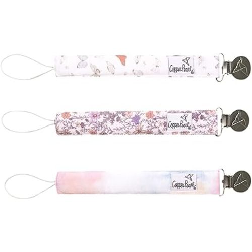 Binky Clip 3 Pack Set "Flora" by Copper Pearl