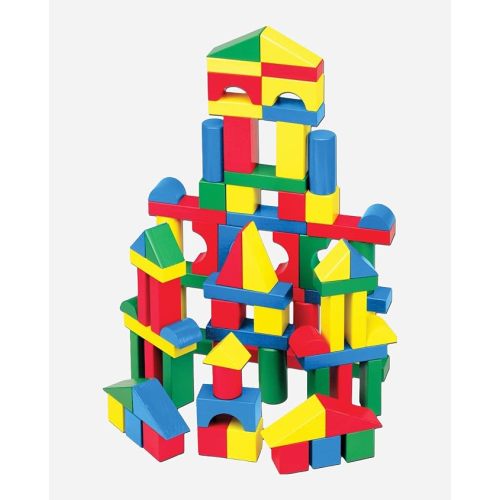 Melissa & Doug 100 Wooden Building Blocks with Storage Box