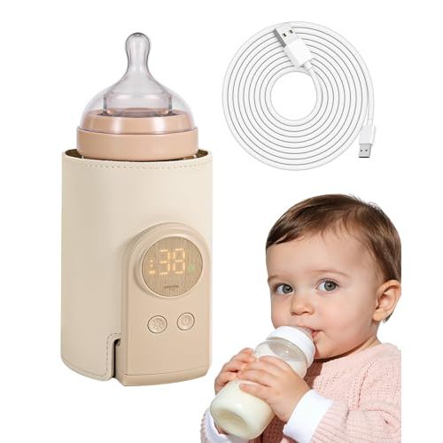 Umimile Portable Bottle Warmer for Travel – Heats The Bottle Directly—No Pouring, Fast Heating Baby Bottle Warmer on The Go, 6 Temp Settings & Auto Keep-Warm,Fits 2.5-3.3in Bottles (White)