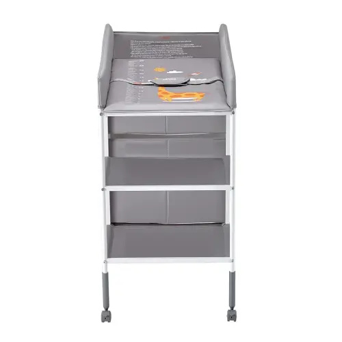 VEVOR Baby Changing Table, Adjustable Height Diaper Change Station with 3 Fabric Drawers & Lockable Wheels, Portable Multifunctional Changing Station Table with Storage Organizer Nursery, Gray