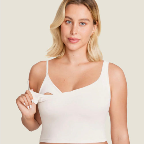 MOMANDA Women's Natrelax® Nursing Crop Tank Top - V Neck
