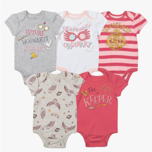 Harry Potter Baby Girls 5 Pack Bodysuits Newborn to Infant Sizes (Newborn - 24 Months)