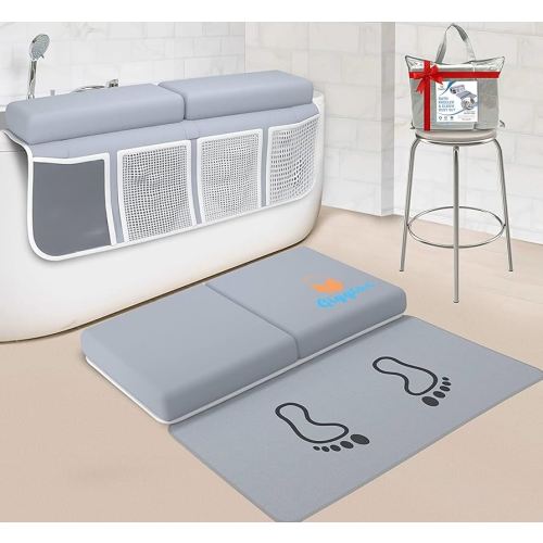 Baby Bath Kneeler and Elbow Rest Pad Set with Feet Protection, Comfortable Thick Bathtub Kneeling Pad for Bathing Babies, Elbow & Knee Saver, Bath Kneeler Mat Cushion for Knee and Arm Support