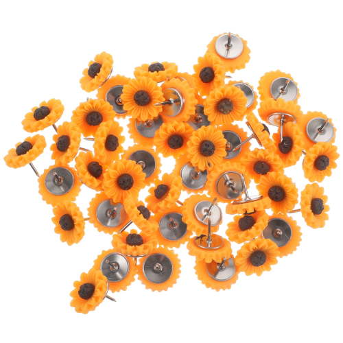 Phenofice Yellow Sunflower Decorative Push Pins Multi-Function for Office Use 50Pcs