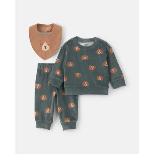 Baby Boy 3-Piece Dog Long-Sleeve Top & Pant Set - Green | Carter's