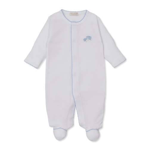 Premier Sweet Sheep White/Blue Hand Emb. Footie