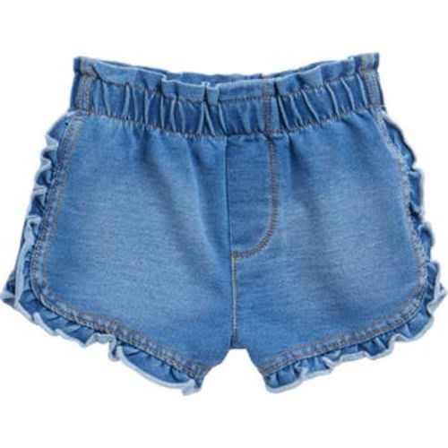 Ruffle Trim Knit Denim Shorts, 12M