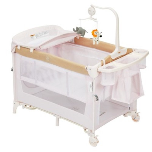 Pack and Play with Bassinet Baby Playpen Foldable Playard with Changing Table Portable 4 in 1 Baby Playard