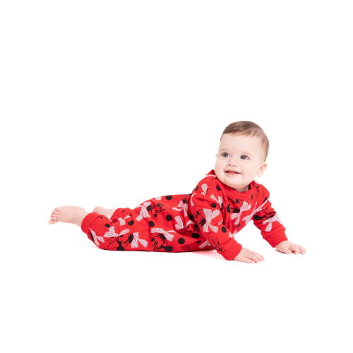 Minnie Mouse Baby Allover Print Romper with Long Sleeves, Sizes 0/3M-24M