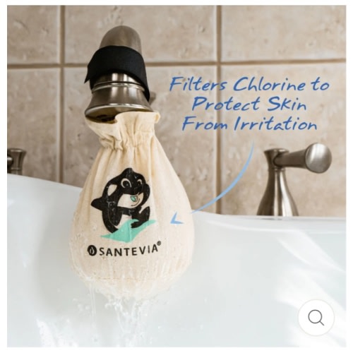 Organic Cotton Bath Faucet Filter by Santevia | Adds Nourishing Minerals for Hair & Skin | Chlorine Filter | Made in Canada