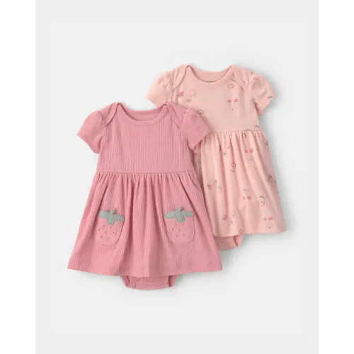 Baby Girl 2-Pack Strawberry Short-Sleeve Dresses - Pink